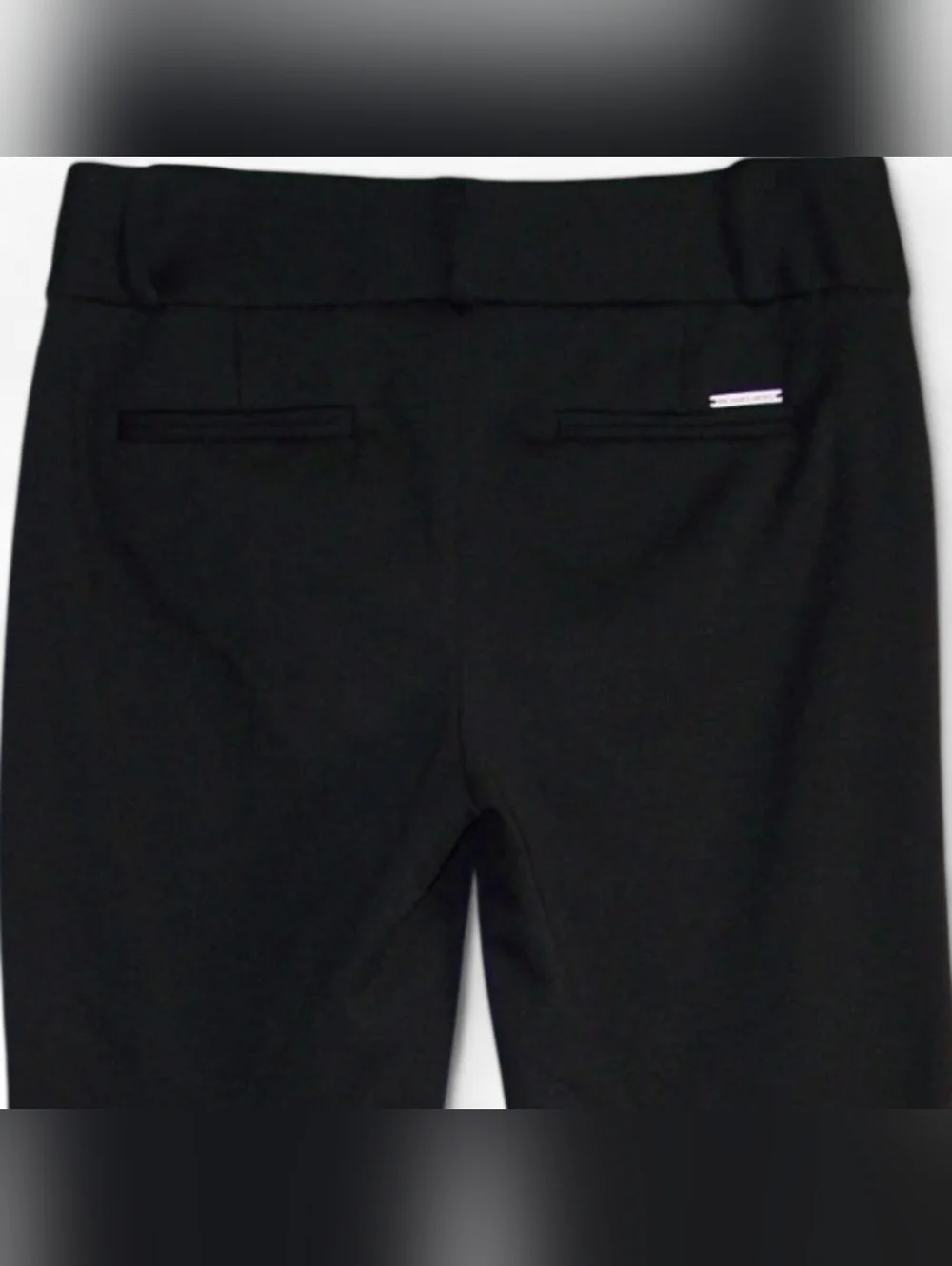 Women's Michael Kors Black Straight-Leg Cotton Blend Dress Pants